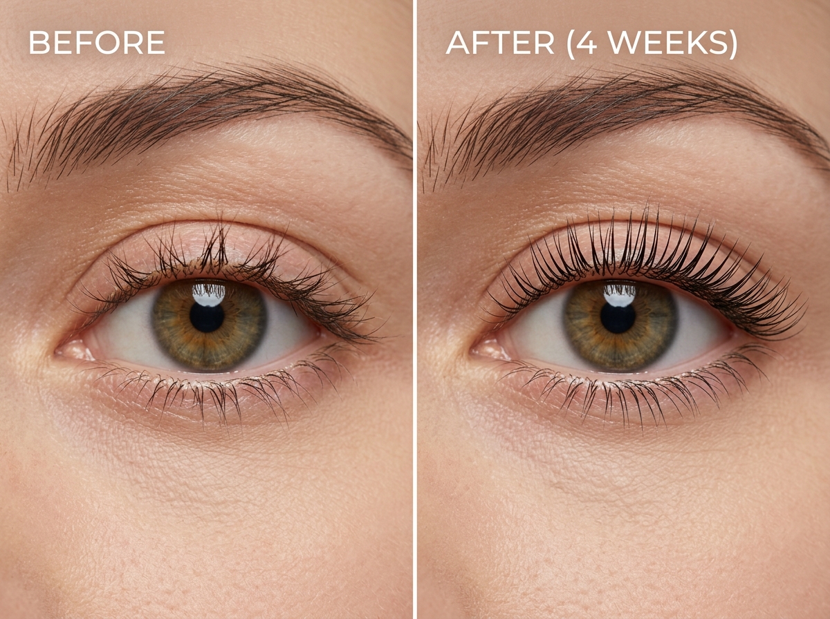 lash conditioning treatment before and after four weeks of masque use