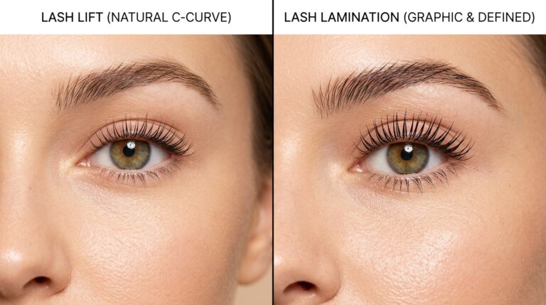 lash lift versus lash lamination results side by side comparison