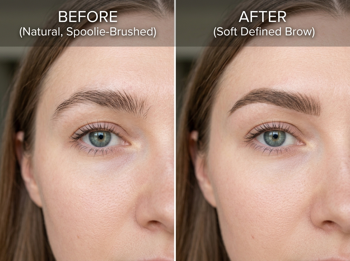 soft defined brow before and after natural technique at home