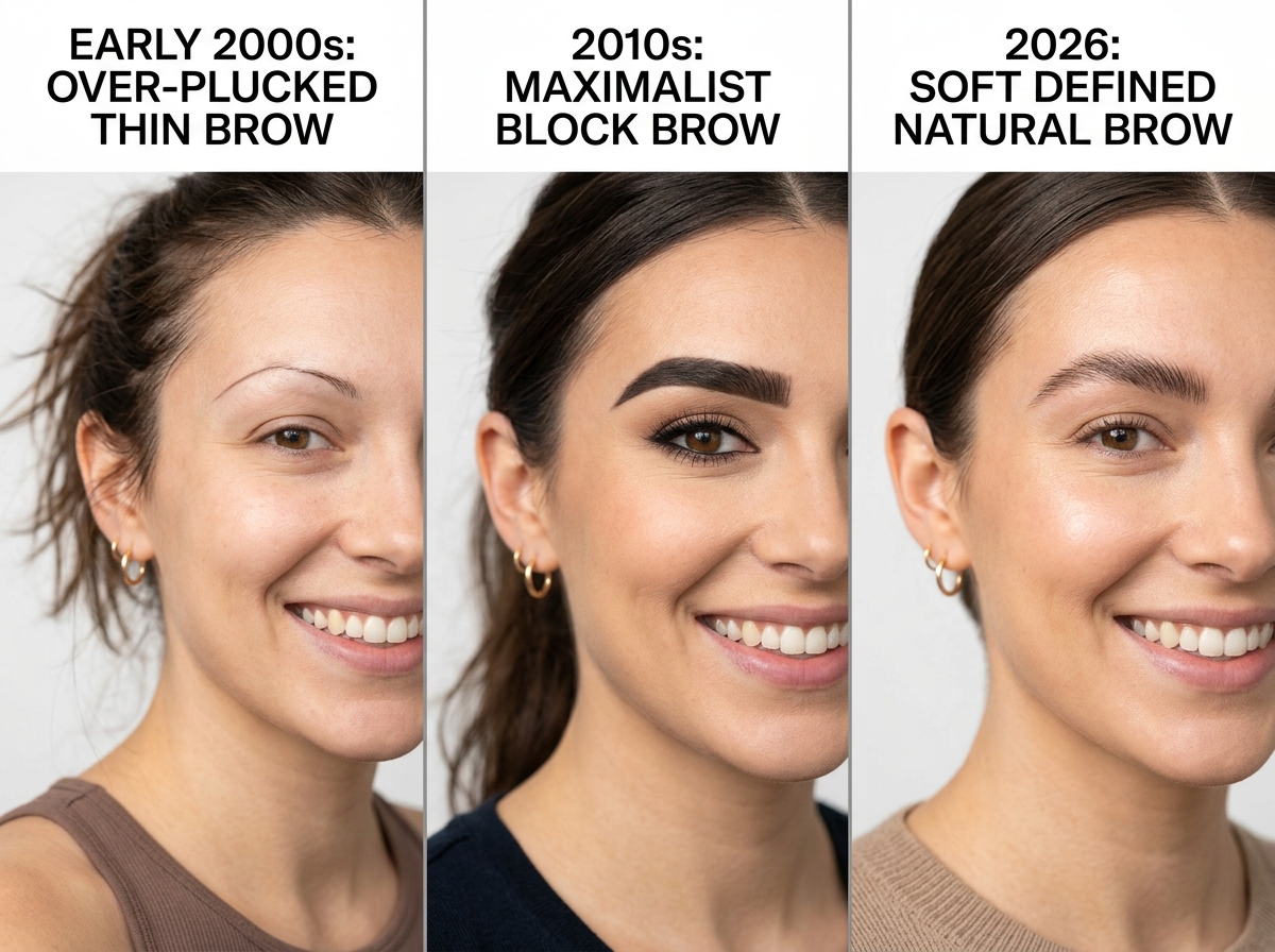 three brow trend eras from thin to blocked to soft defined 2026