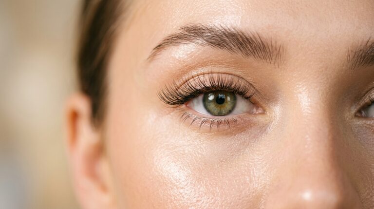 woman with featherweight lash extensions soft natural full look