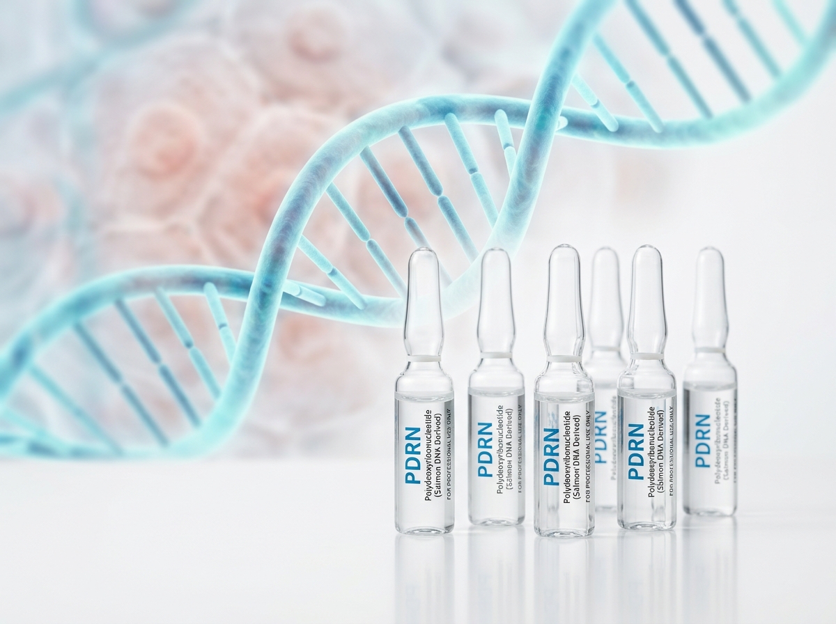 PDRN polydeoxyribonucleotide ampoules representing salmon DNA skincare ingredient