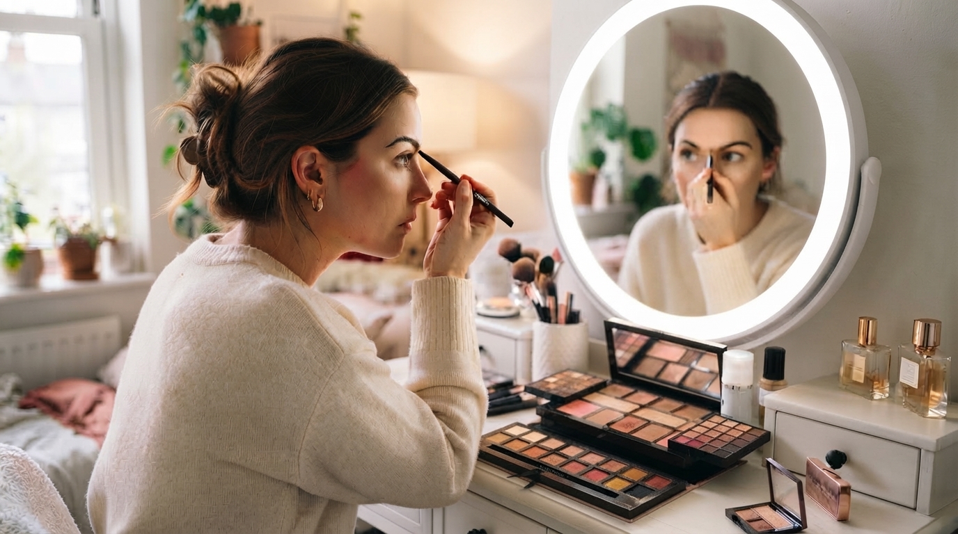 Mapping a soft flat brow with pencil