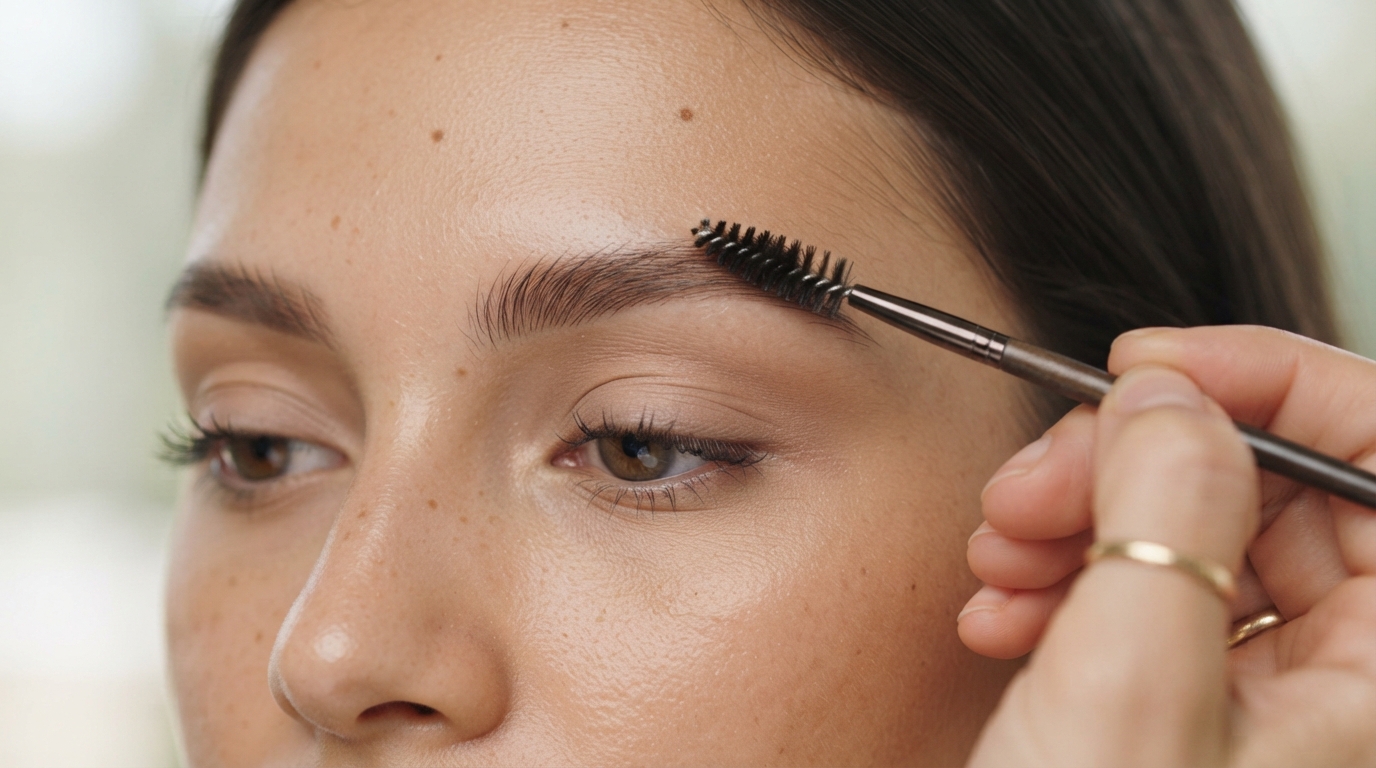 Styling a straight brow with clear gel