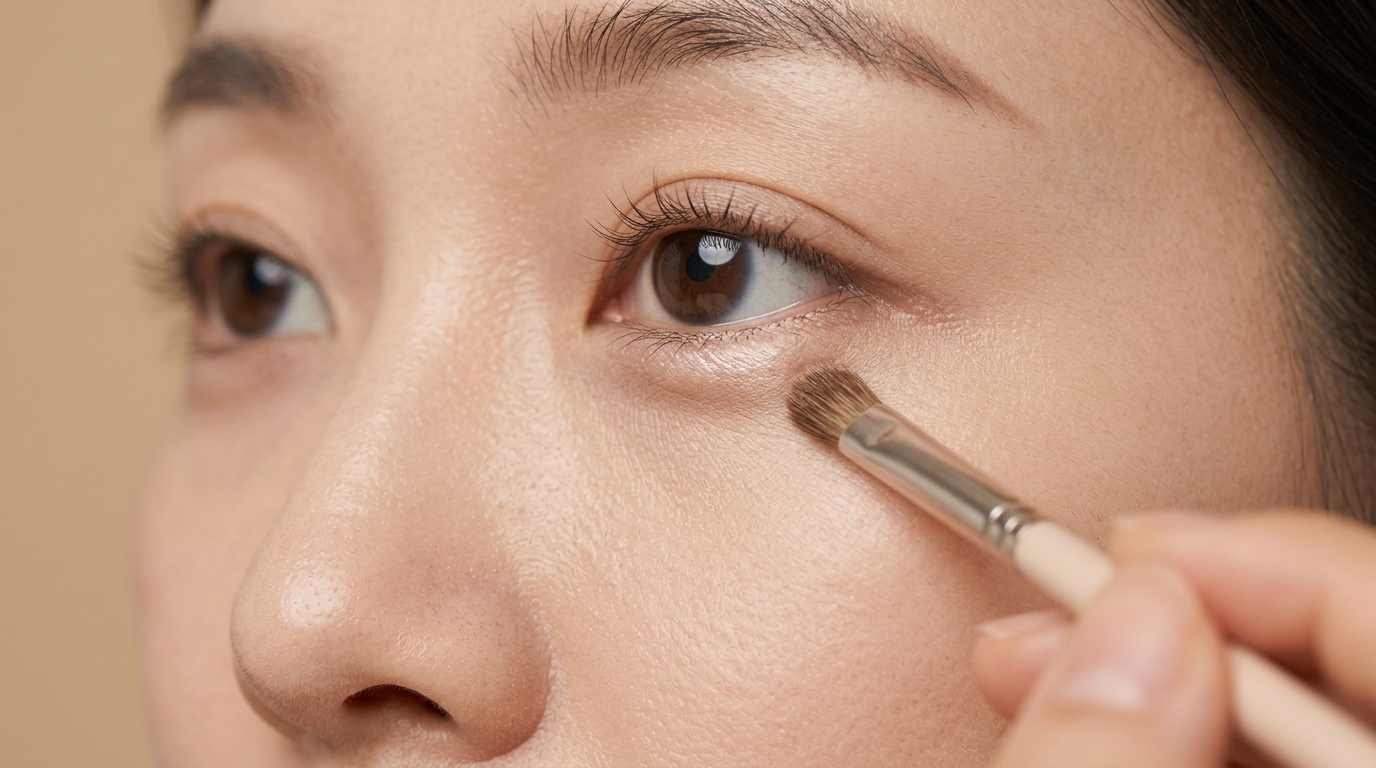 Applying Aegyo Sal under-eye highlight